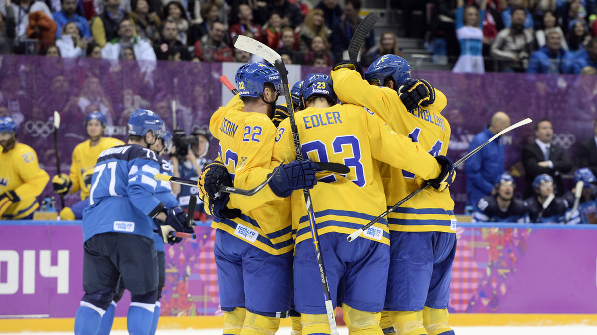 Tre Kronor under en match mot Finland i Sotji-OS 2014. Det är den senaste olympiska hockeyturneringen där NHL-stjärnorna har varit med. Arkivbild.