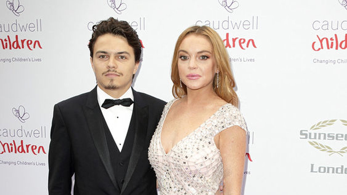 Lindsay Lohan tillsammans med numera före detta pojkvännen Egor Tarabasov.