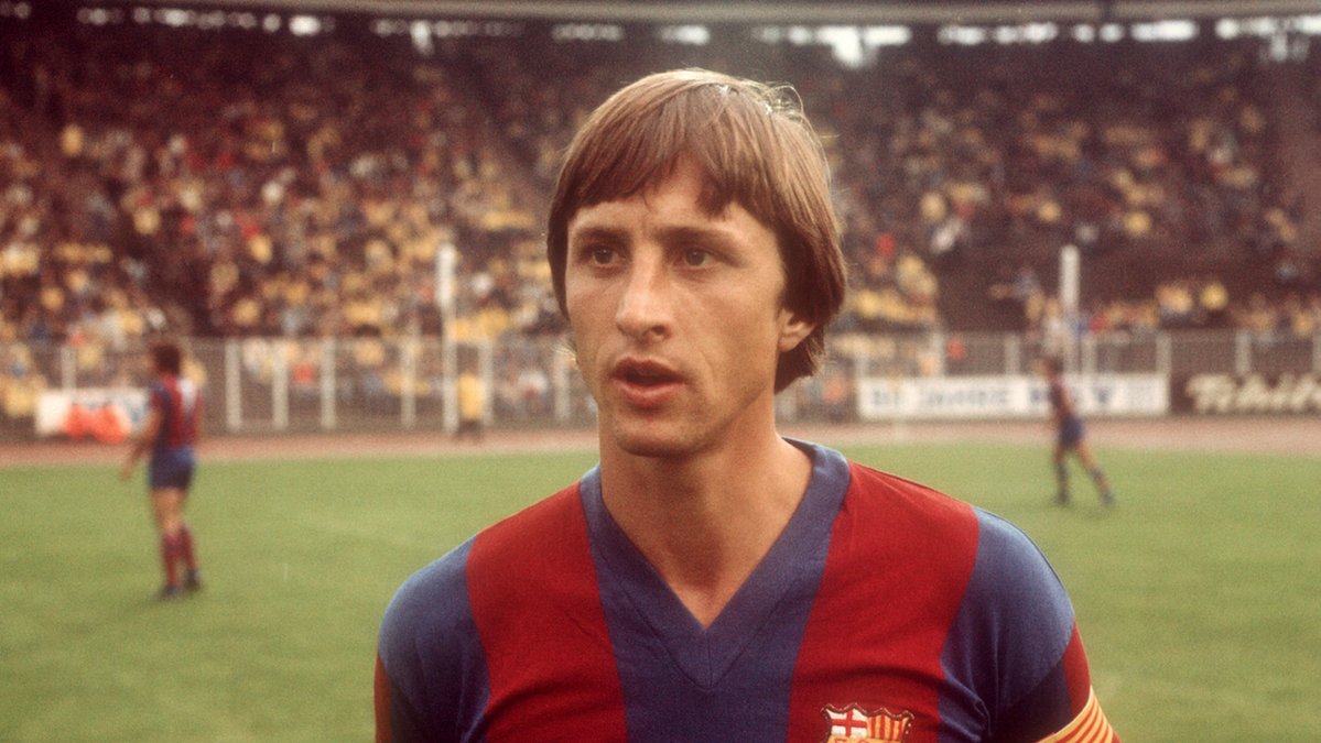 Cruyff i Barcelona-tröjan.