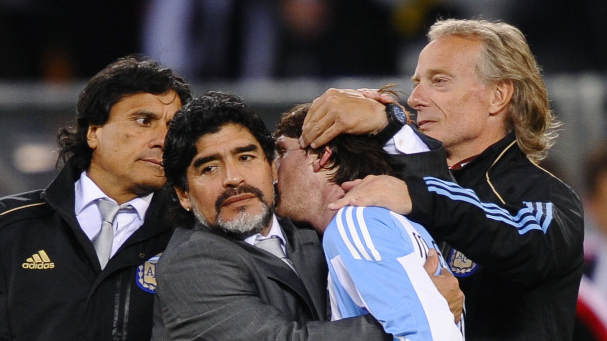 Diego Maradona var tränare för Argentina tidigare.
