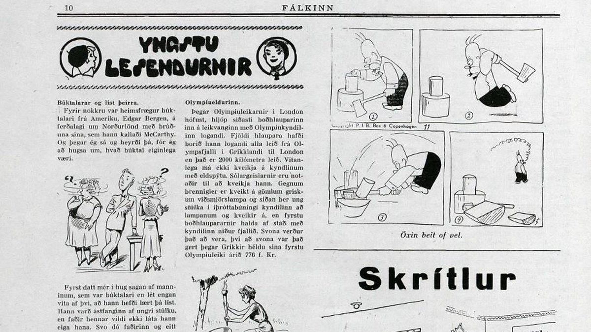 Seriestrippen kommer från en isländsk tidning från 1949.