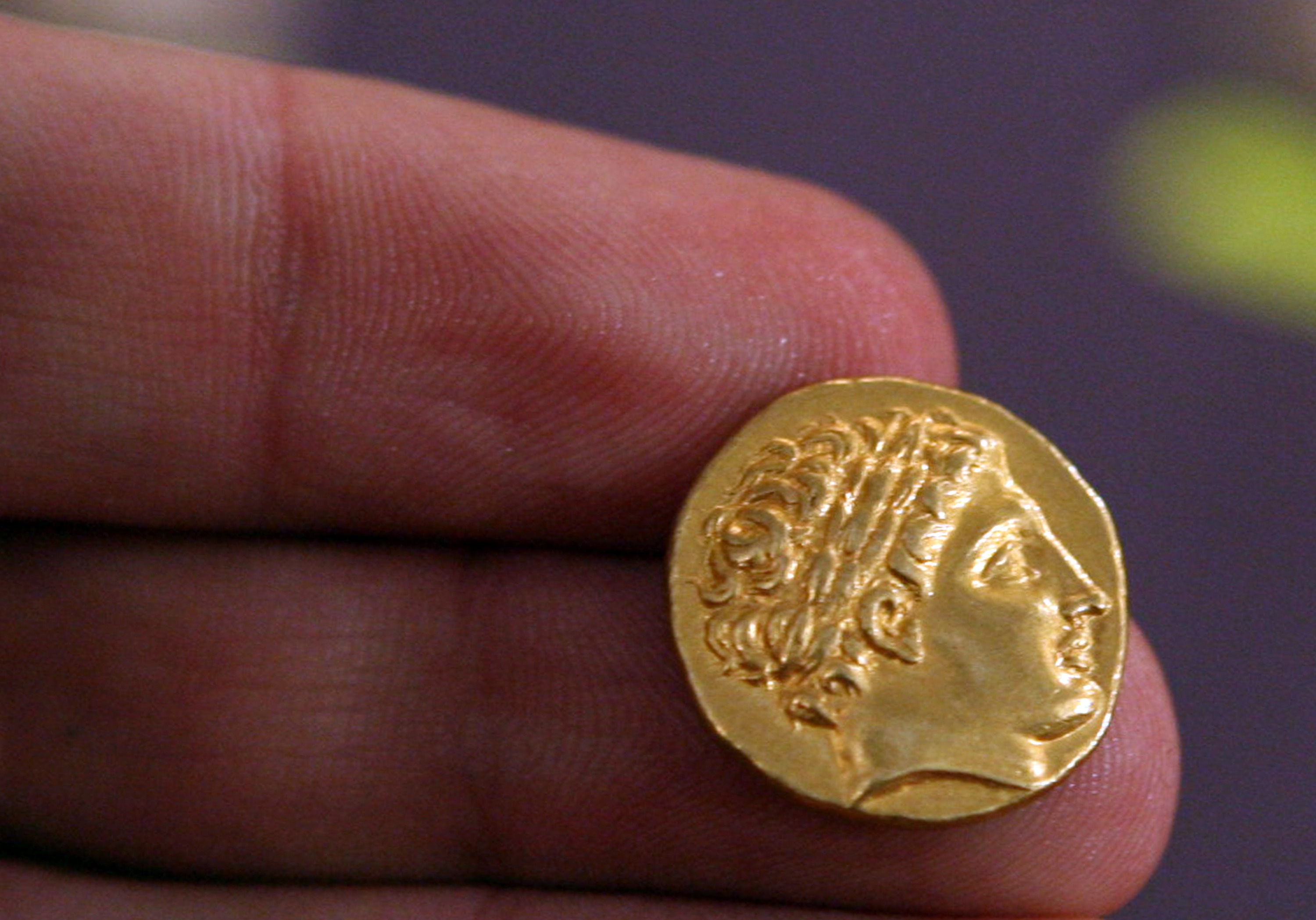 Alexanders profil, här på ett gammalt mynt från Bulgarien.