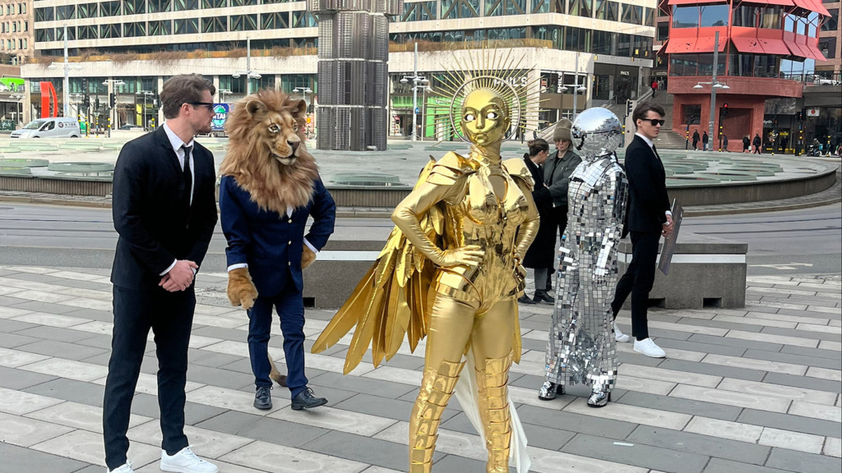 Några av kostymerna inför kommande säsong av 'Masked singer' visades upp i Stockholm nyligen. Pressbild.