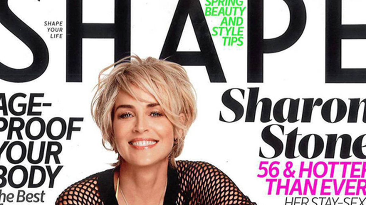 Sharon Stone på omslaget till Shape. 
