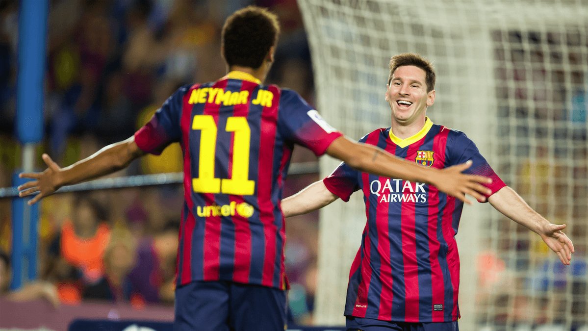 Efter det fick Messi en ny lekkamrat i Barcelona. 