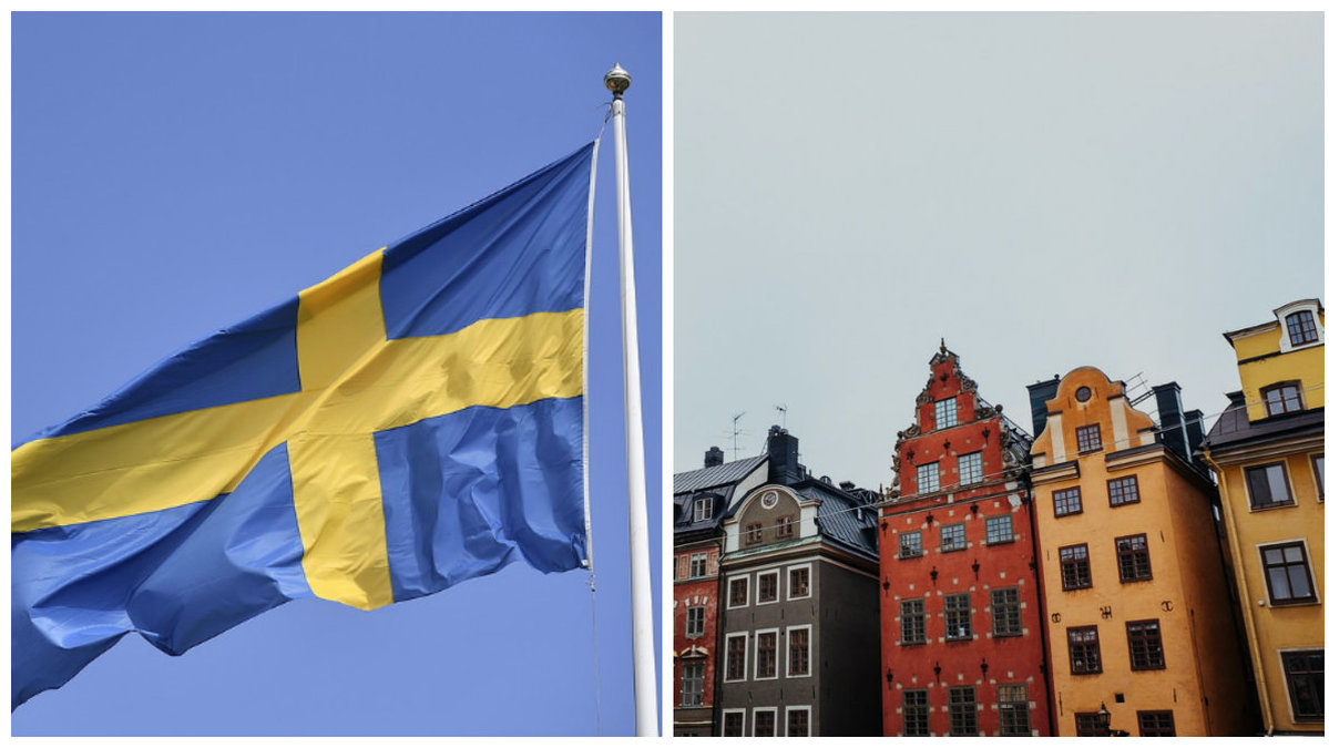 En svensk flagga, en svensk stad.