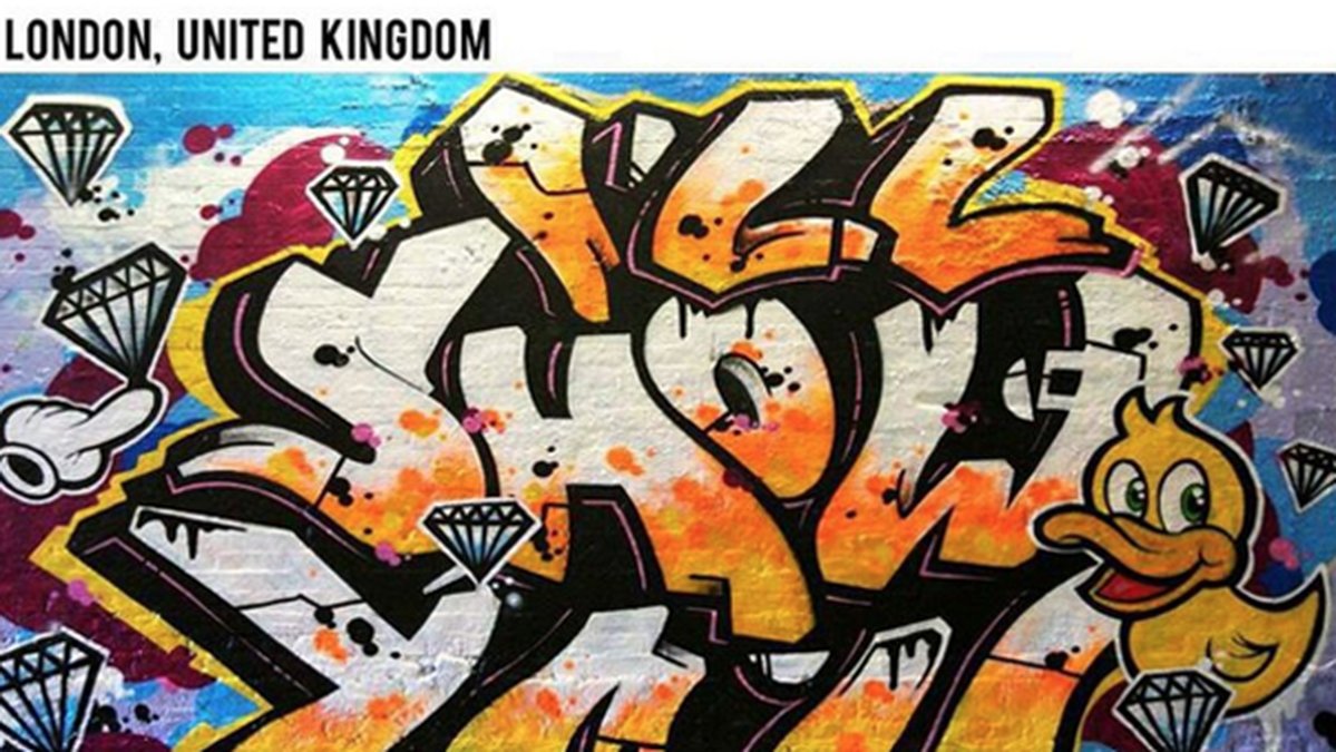 Så här såg det ut i London där Graffiti Kings skrev titeln till låten "I'll show you".