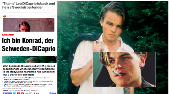 Leonardo DiCaprio, Lookalike, Konrad Annerud, Svensk, Dubbelgångare