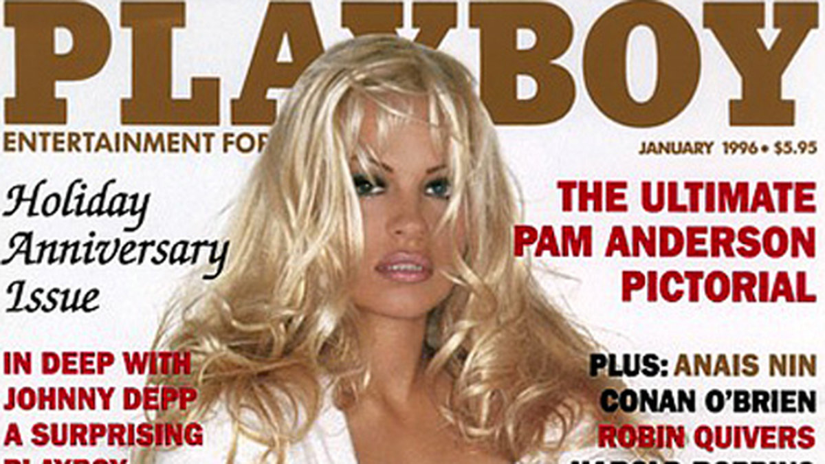 Pamela på omslaget till Playboy 1995.