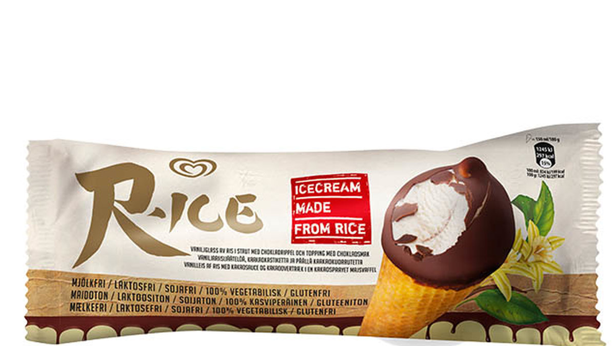 Hejdå R-ice som var en gluten- och laktosfri glass gjord på rismjölk. Ersätts av en liknande variant id namn Choice. 