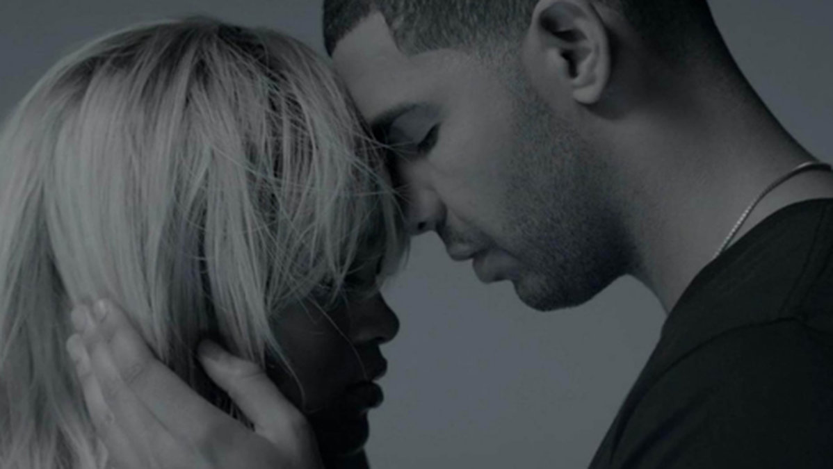 Rihanna och Drake i en musikvideo. 