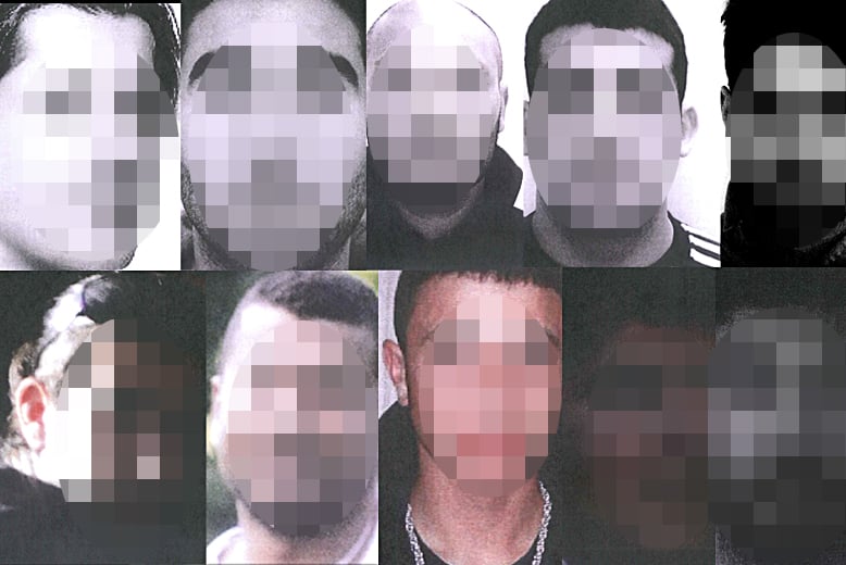 Här är tio av de 17 åtalade männen ur Södertäljenätverket. 