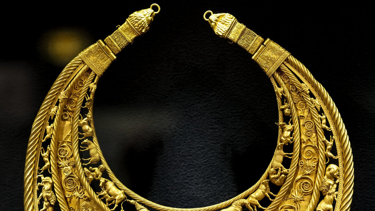 Ett exempel på skytiskt guld, funnet i en kungagrav i Ukraina 1971. Arkivbild.