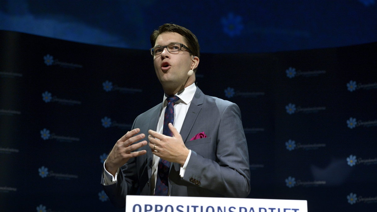 SD-ledaren Jimmie Åkesson på partiets landsdagar i Västerås.