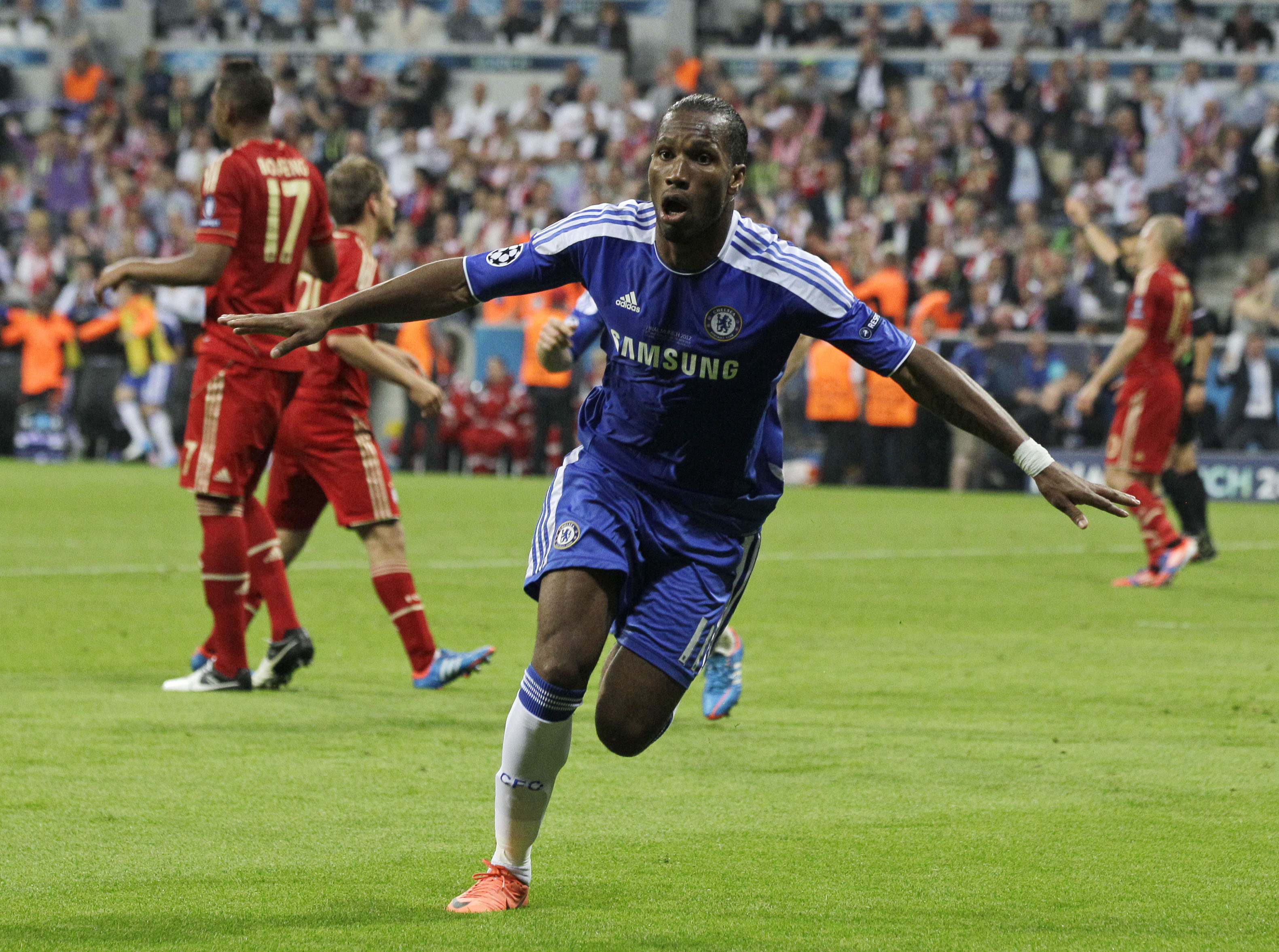 Drogba firar sin 1–1-kvittering i den 88:e minuten. Målet tog Chelsea in i matchen igen och bäddade för klubbens första CL-titel.