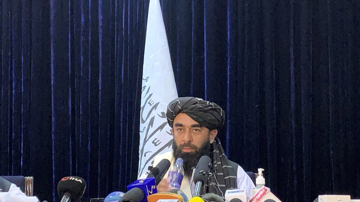 Talibanerna höll en presskonferens om maktövertagandet på tisdagen.