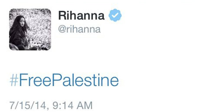 Rihanna, Israel, Palestina, Twitter