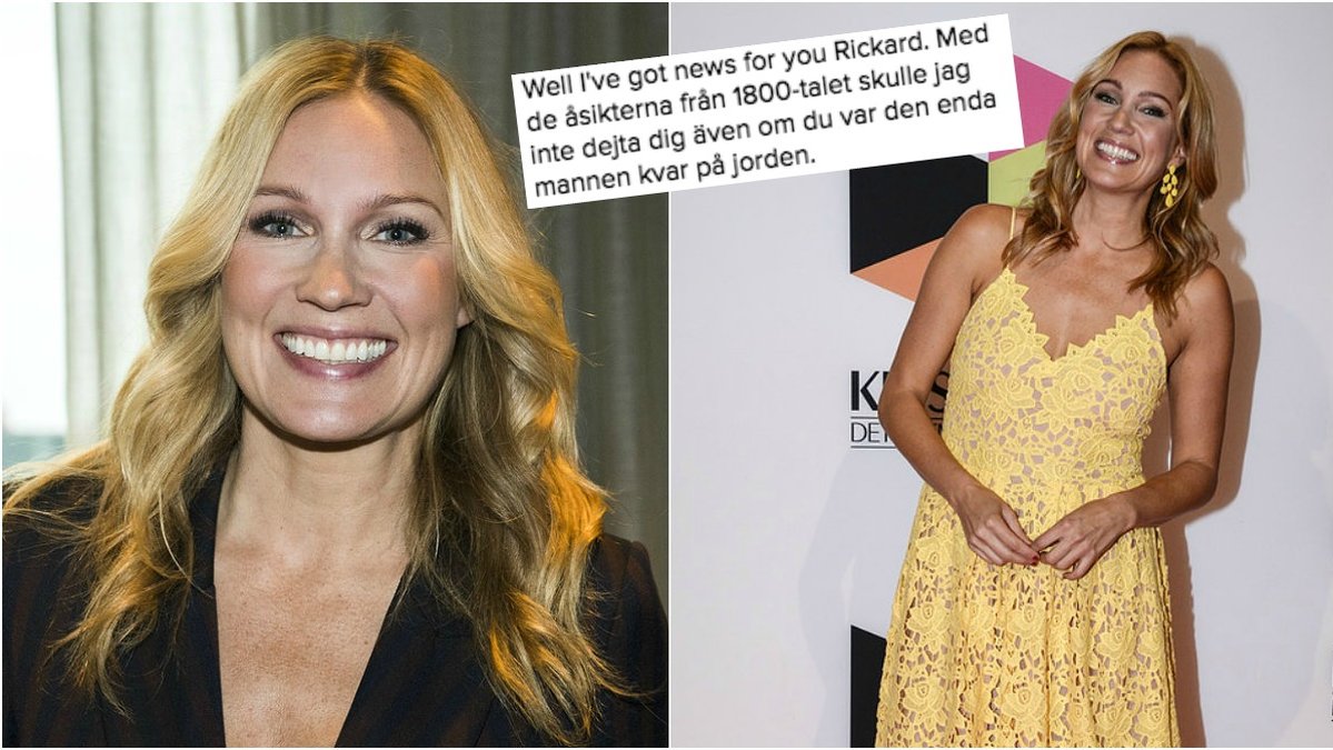 Jessica Almenäs fick ett meddelade av en okänd man.