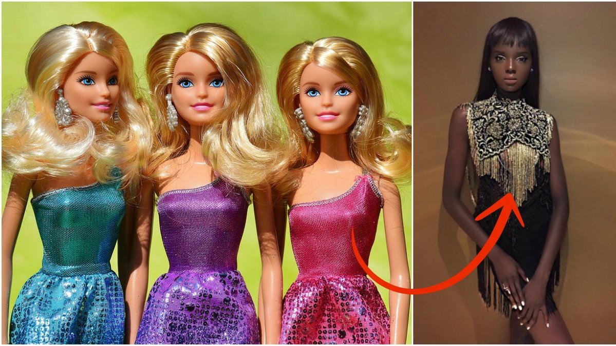 Modellen ser verkligen ut som en Barbie-docka. 