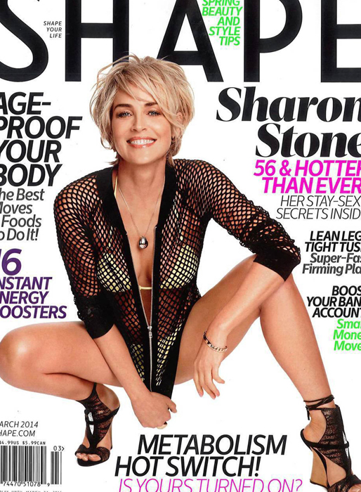 Sharon Stone på omslaget till Shape. 