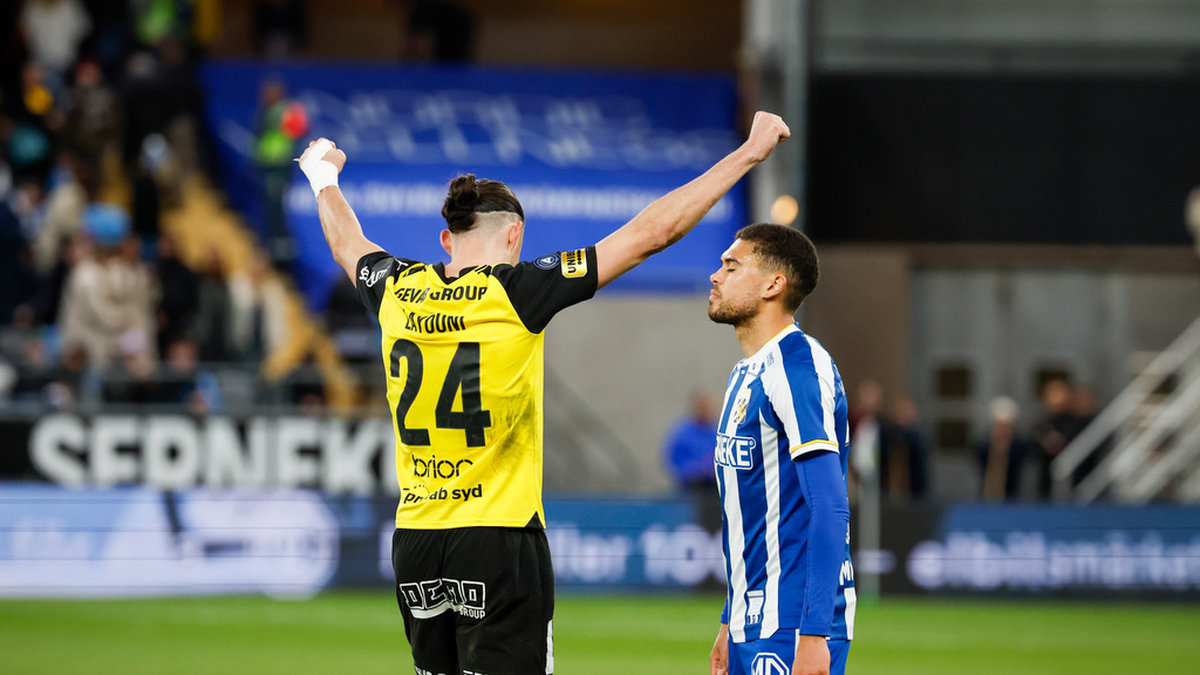 Amor Layouni jublar efter segern mot IFK Göteborg.
