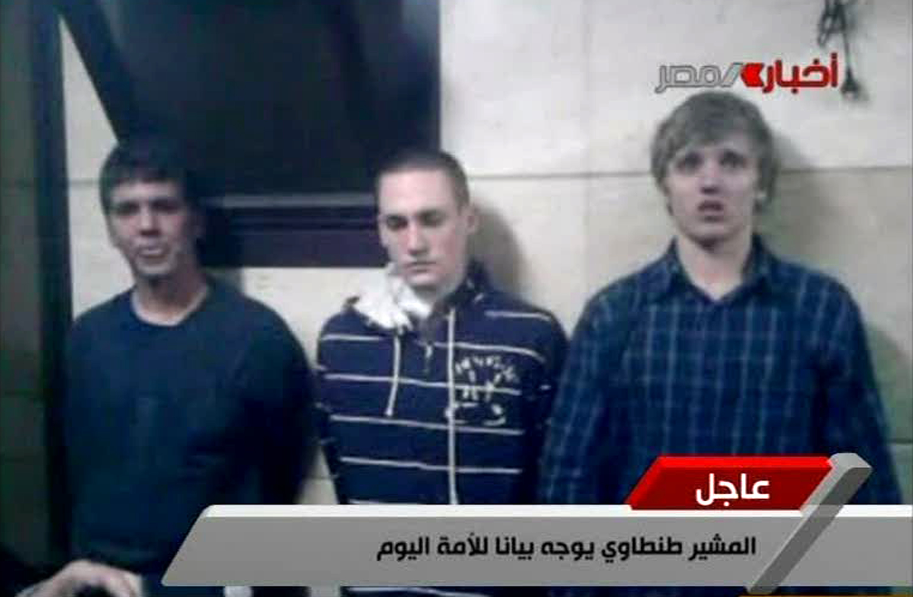 De tre unga amerikanska studenterna visades upp i egyptisk teve på tisdagen.