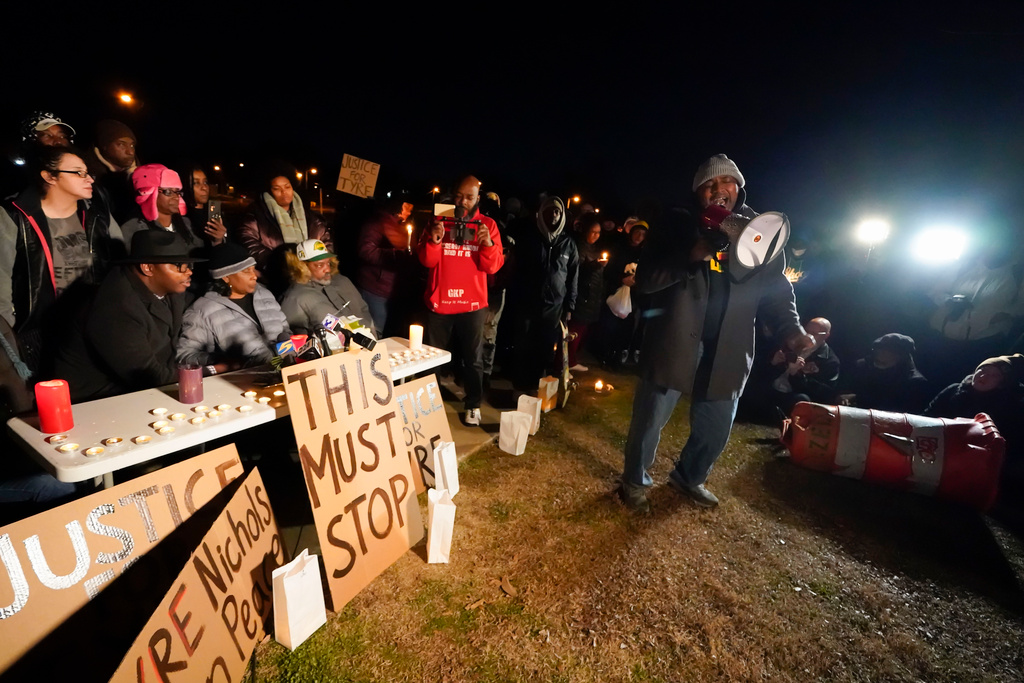 Demonstration i Memphis på torsdagen mot polisvåld efter Tyre Nichols död.