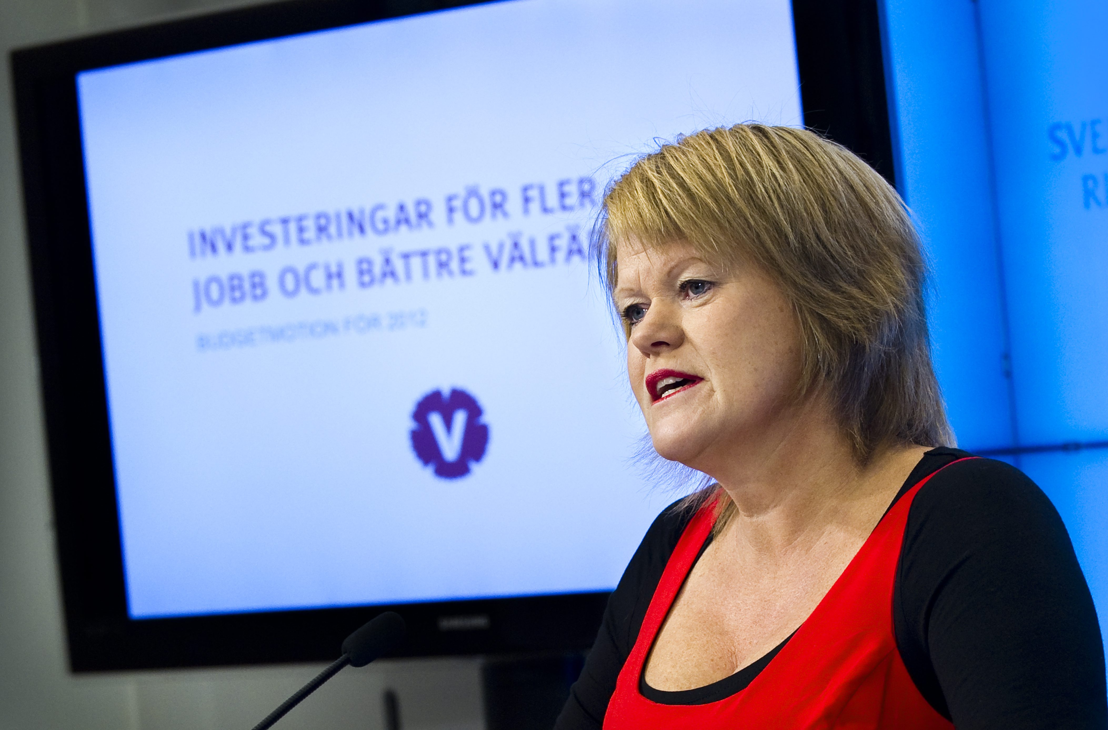 Ulla Andersson (V) presenterade partiets skuggbudget på onsdagen.