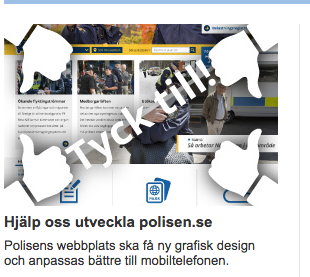 Polisen ber allmänheten om tips inför sin nya grafiska design. 