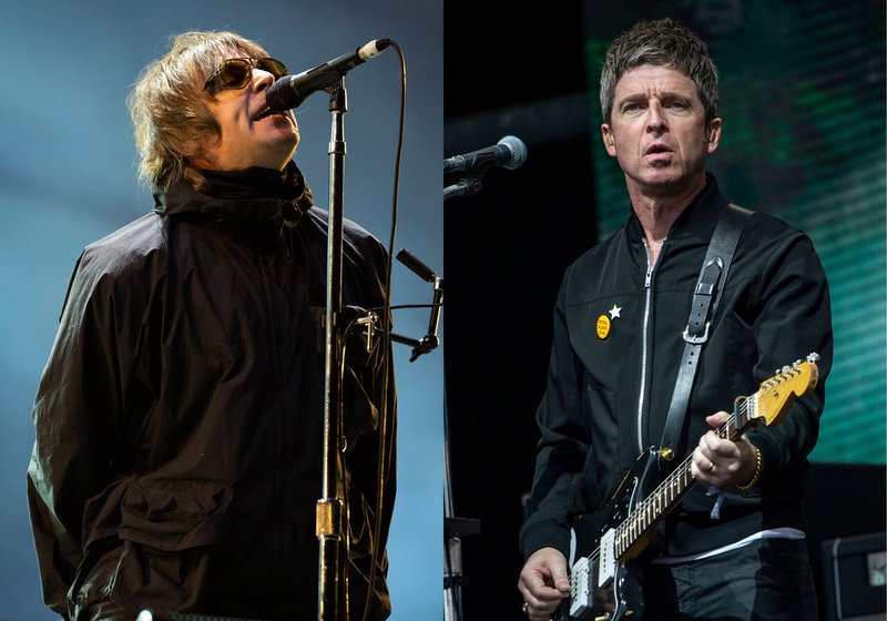 Liam Gallagher och Noel Gallagher i Oasis. Arkivbild/montage.