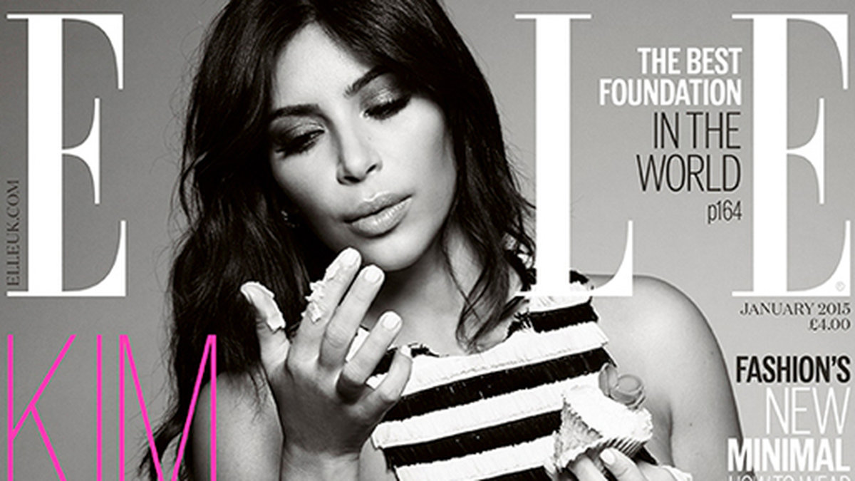 Kim Kardashian pryder omslaget för Elles januarinummer, och tidningen släpps med tre olika omslag.