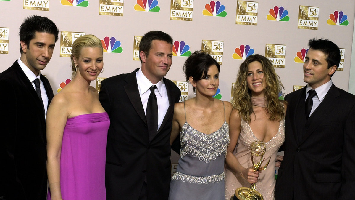 'Vänner'-skådespelarna David Schwimmer, Lisa Kudrow, Matthew Perry, Courteney Cox, Jennifer Aniston och Matt LeBlanc 2002.