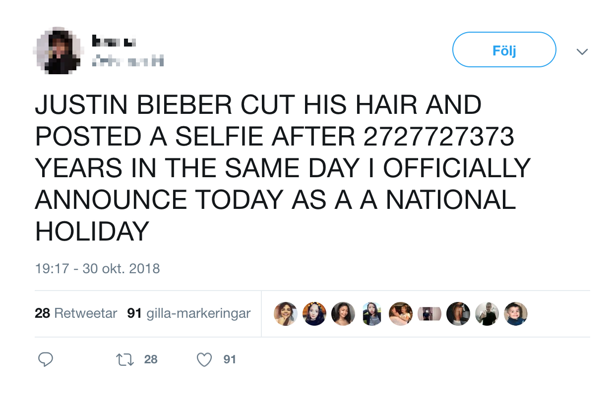 Justin visar upp sin nya frisyr på Twitter Justin visar upp sin nya frisyr på Twitter