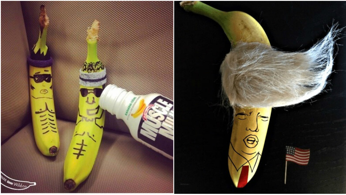 Davonte Wilson designar bananer. Här har vi två sköna gym-bananer och en Trump-banan.