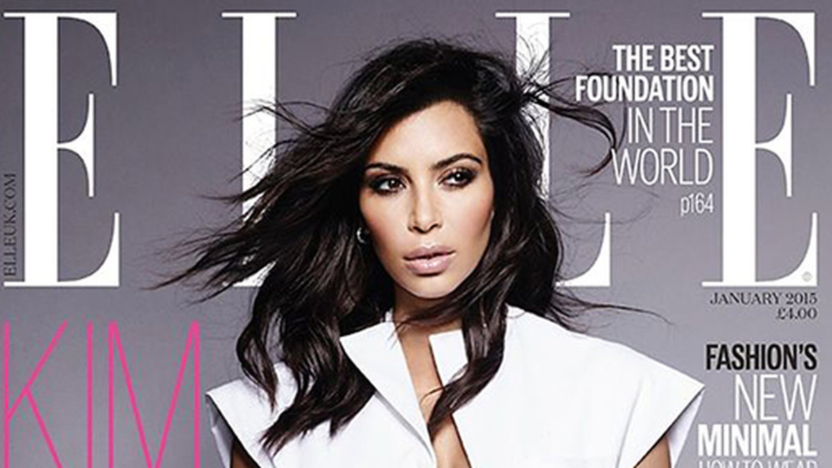 Kim Kardashian på omslaget till Elle. 