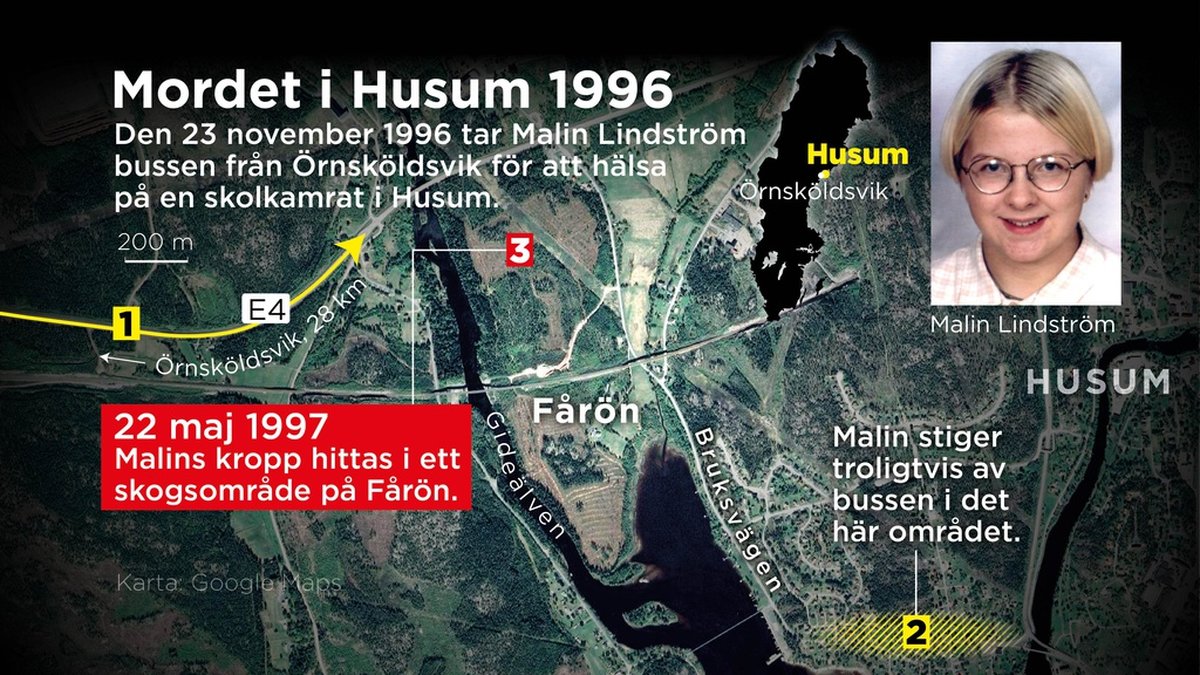 Malin försvann spårlöst i Husum i Ångermanland i slutet av 1996 och hittades död först ett halvår senare.