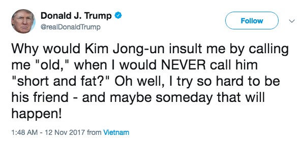 Kim Jong-Un kallade Donald Trump för Kim Jong-Un kallade Donald Trump för