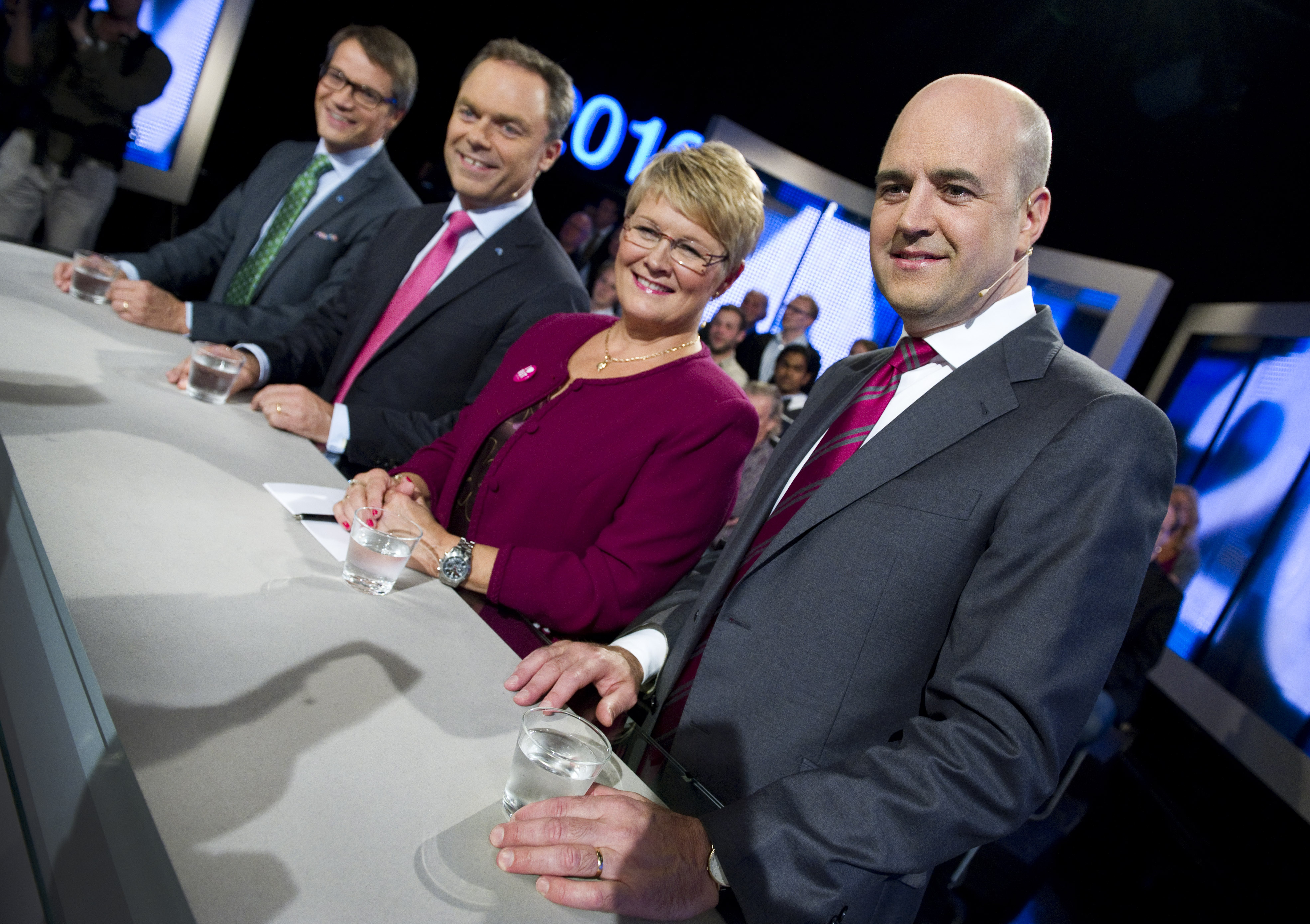 Fredrik Reinfeldt, Riksdagsvalet 2010, Alliansen, Partiledarutfrågning, Jenny Östergren, TV4, Jan Björklund, Malou von Sivers