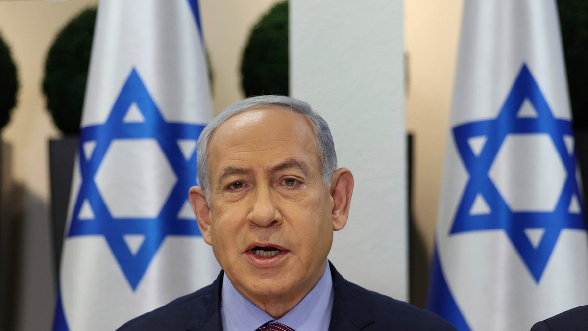 Israels premiärminister Benjamin Netanyahu under ett kabinettsmöte vid en militärbas i Tel Aviv i december.