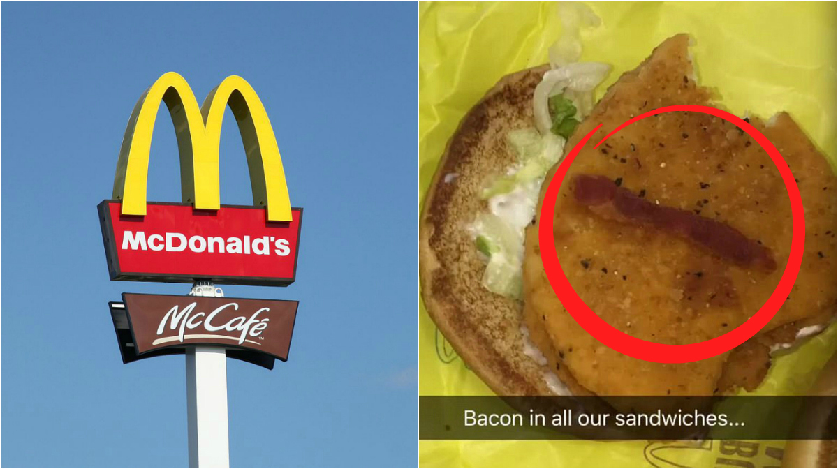 McDonaldspersonal smög in bacon i muslimsk familjs beställning