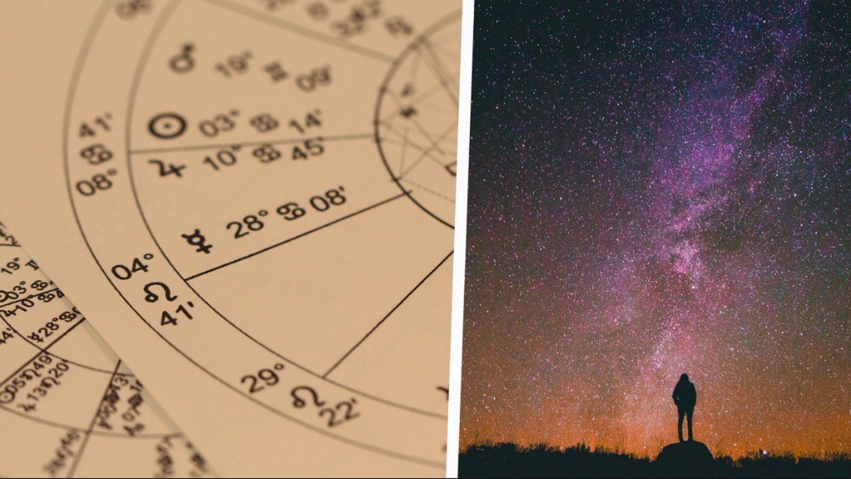 Stjärnhimmel och astrologidiagram