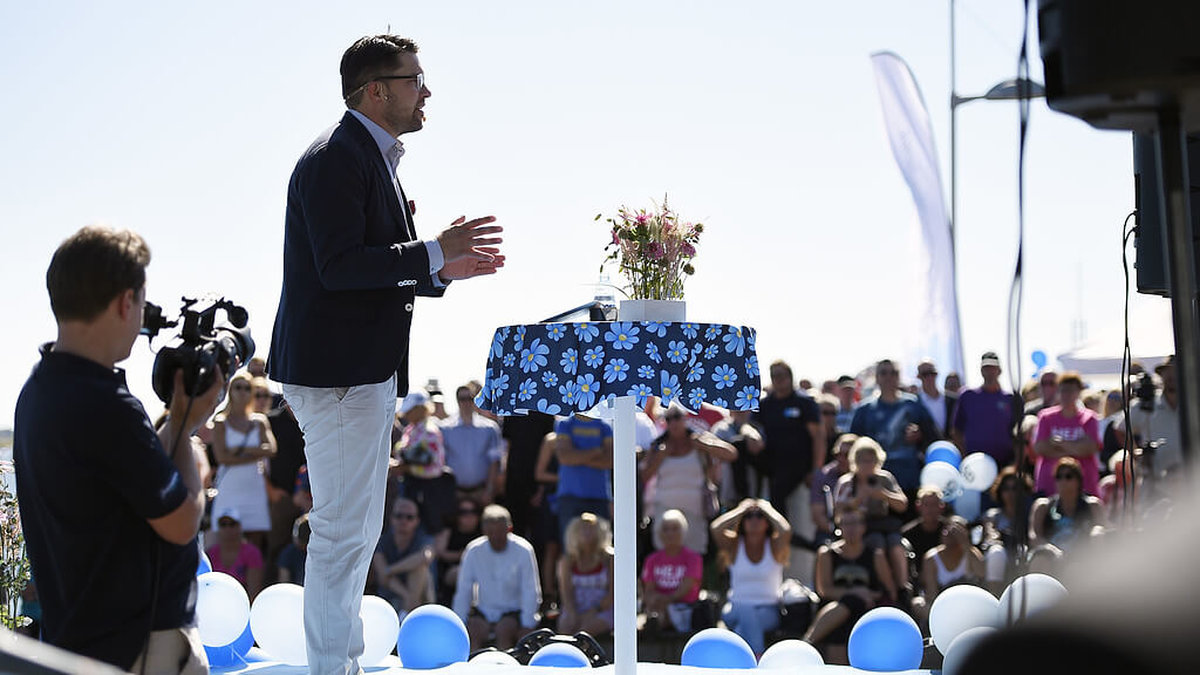 Jimmie Åkesson talade på Sverigedemokraternas sommarfestival. 