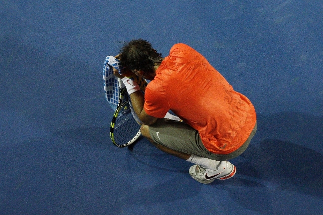 Rafael Nadal var skadad i baksida lår, något som uppenbart hämmade spanjoren.