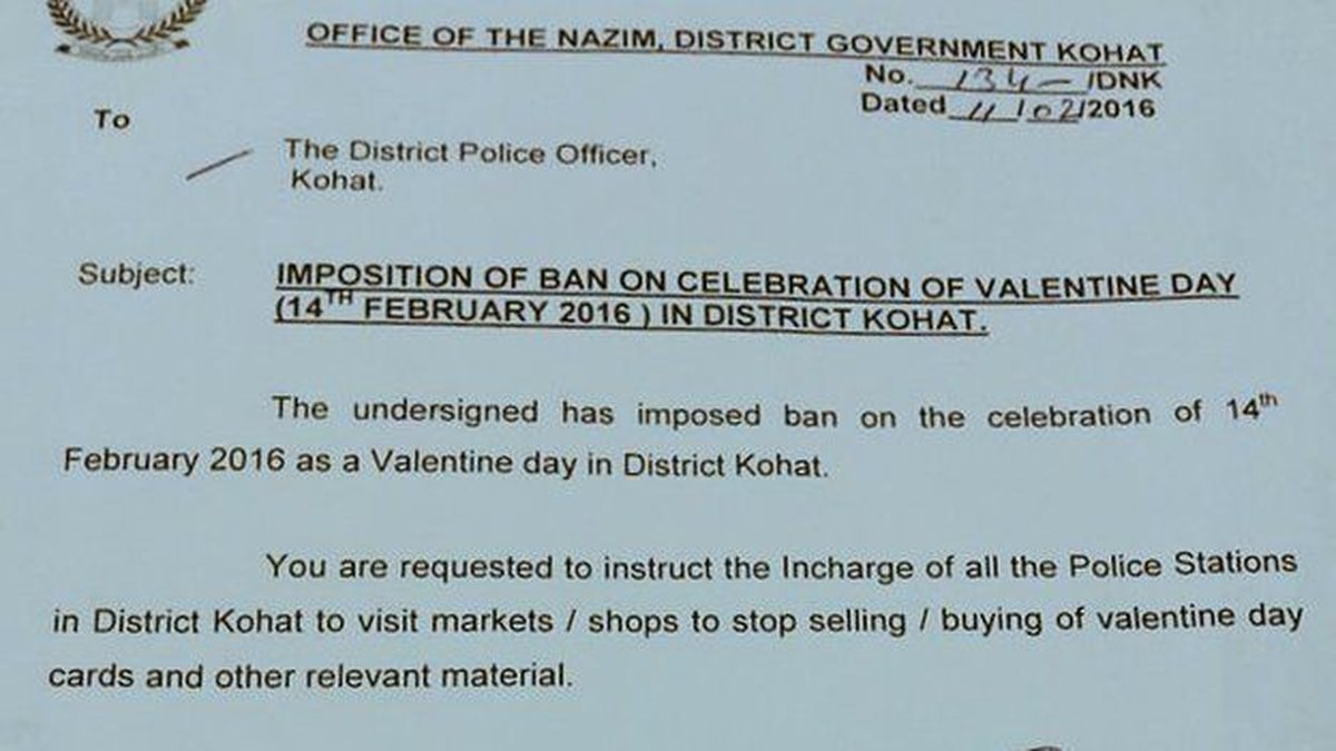 Förbjudet i distriktet Kohat.