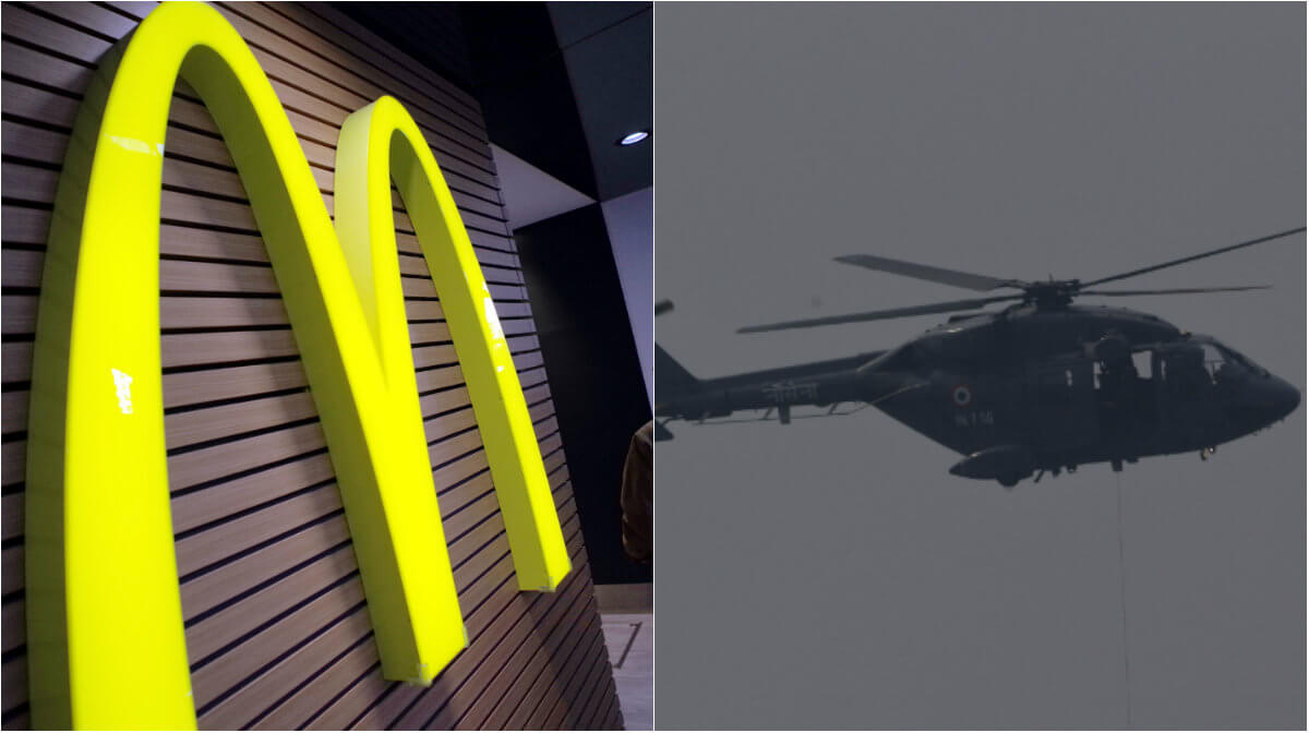 Två män landade sin helikopter i Munkedal – för att köpa mat på donken.