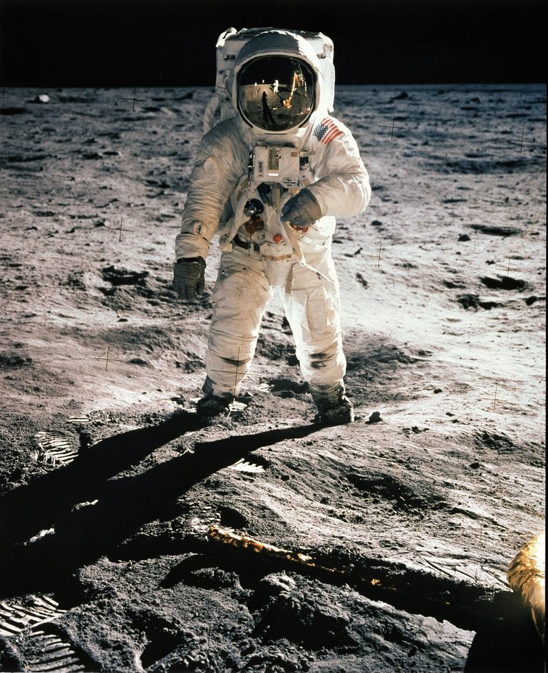 Edwin 'Buzz' Aldrin fotograderad av kollegan Neil Armstrong på månen 20 juli 1969.