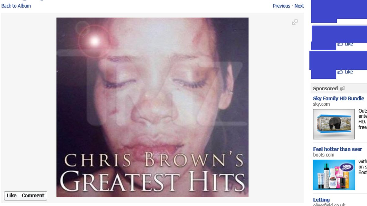 Flera av bilderna som WAM reagerat på handlar om Rihanna och Chris Brown.