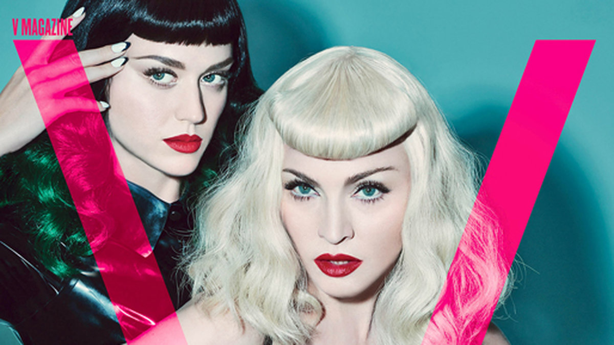 Katy Perry och Madonna på omslaget till V.