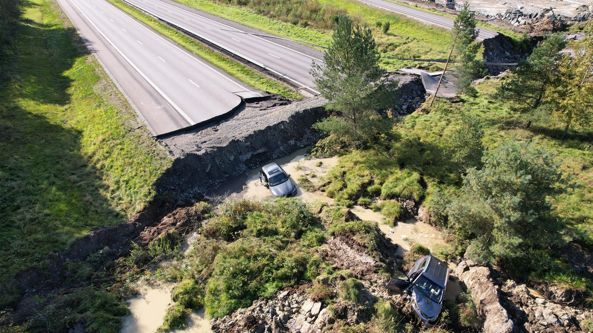 Ett jordskred kapade E6 i Stenungsund i september i fjol. Arkivbild.