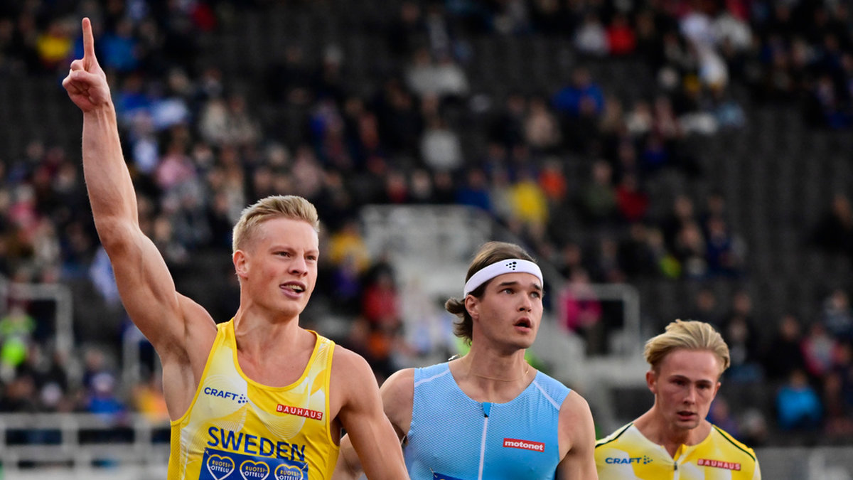 Sprintern Henrik Larsson, vänster, sprang 60 meter på rekordtiden 6,56. Arkivbild.